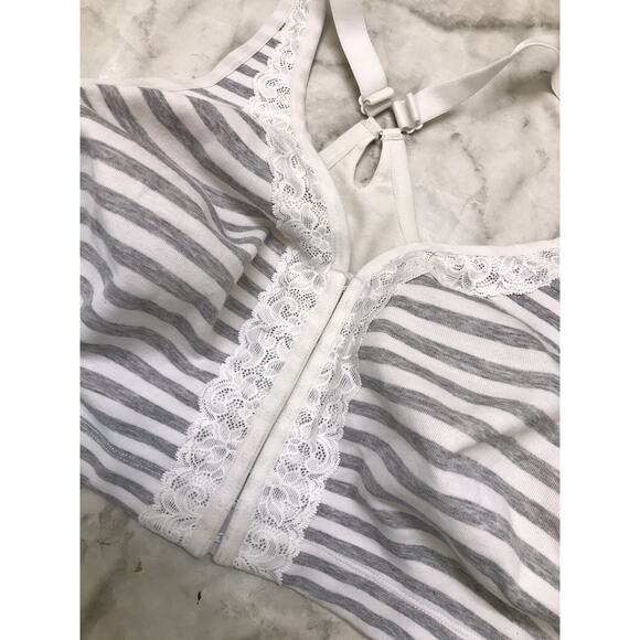 CACIQUE Racerback Unlined Full Coverage No-Wire White Striped Bra Sz 44H Comfort - Picture 3 of 7